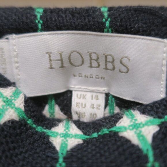 HOBBS LONDON WOOL MINI SKIRT GEOMETRIC PRINT GREEN BLACK Sz 10 lined aline prepp - Picture 5 of 8
